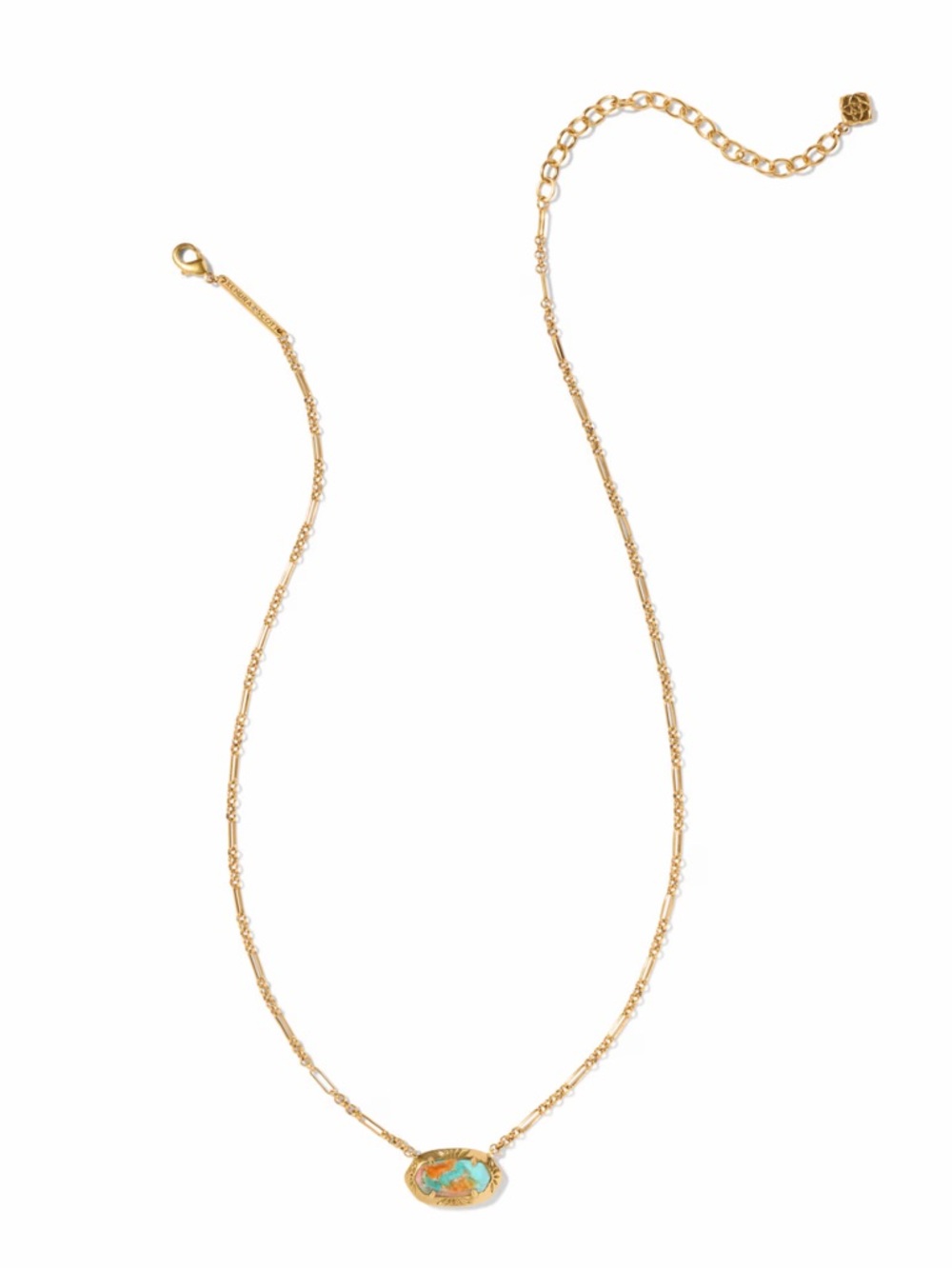 Kendra Scott Yellow Rose Elisa Vintage Gold Etch Frame Necklace